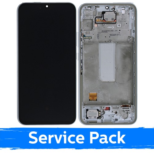 LCD-näyttö yhteensopiva Samsung A346 A34 5G kehyksellä / hopeinen / (Service Pack)