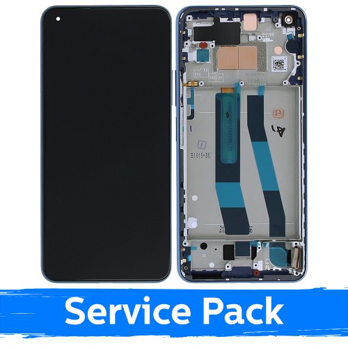 LCD Display Compatible With Xiaomi Mi 11 Lite 4G (Lite 5G / Lite 5G NE) With Frame / Bubblegum Blue / (Service Pack)