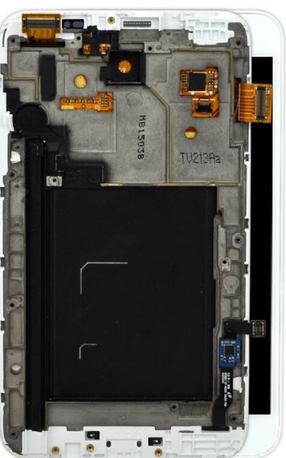 LCD-näyttö Samsung N7000 kosketusnäytöllä ja kehyksellä valkoinen alkuperäinen (käytetty Grade B)