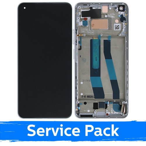 LCD Display Compatible With Xiaomi Mi 11 Lite 4G (Lite 5G / Lite 5G NE) With Frame / Snowflake White / (Service Pack)
