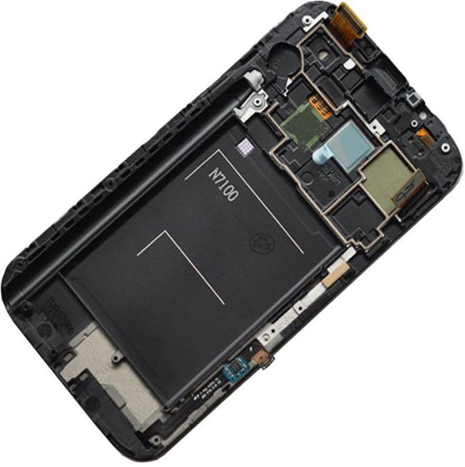 LCD-näyttö Samsung N7100 Note 2 kosketusnäytöllä ja kehyksellä musta alkuperäinen (huoltopaketti)