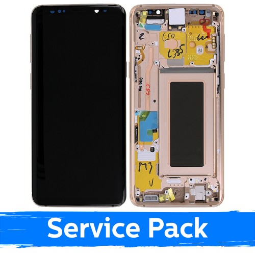 LCD Display Compatible With Samsung G960 S9 With Frame / Sunrise Gold / (Service Pack)