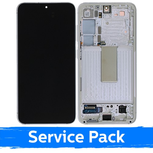 LCD Display Compatible With Samsung S911 S23 With Frame / Cream / (Service Pack)
