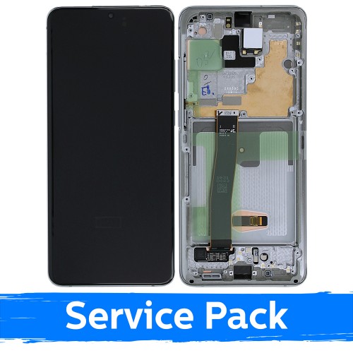 LCD-näyttö Samsung G988 S20 Ultra kehyksellä / Cloud White / (Service Pack)