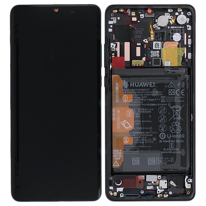 LCD-näyttö Huawei P30 PRO kosketusnäytöllä, kehyksellä ja akulla musta alkuperäinen (käytetty Grade A)