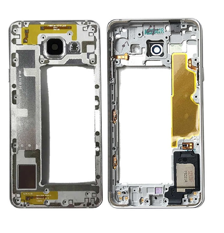 Keskikotelo Samsung A310 A3 2016 harmaa (musta) summerin ja sivupainikkeiden kanssa alkuperäinen (käytetty Grade B)