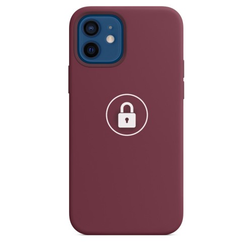 Puhelimen suojakuori "Silicone Case v2" mallille iPhone 12 Pro Max / Plum / pakkauksessa