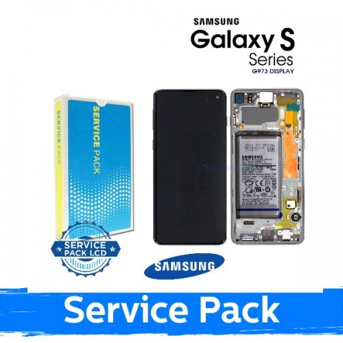 LCD-näyttö yhteensopiva Samsung G973 S10 kehyksellä / Prism Black / (Service Pack) +SISÄLTÄÄ AKUN
