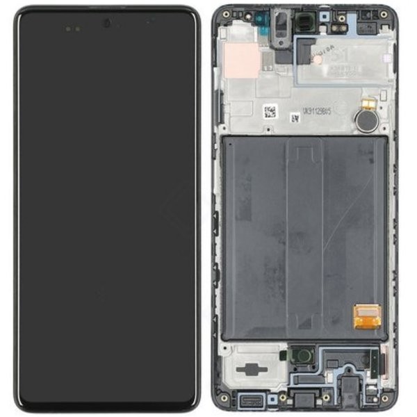 LCD screen Samsung A515 A51 2020 with touch screen and frame Black original (service pack)