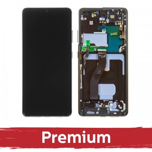 LCD Näyttö yhteensopiva Samsung G998 S21 Ultra kehyksellä / Phantom Black / OEM