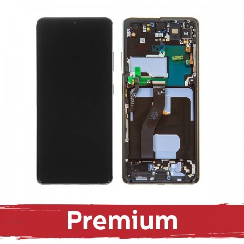 LCD-näyttö Samsung G998 S21 Ultra kehyksellä / Phantom Silver / OEM