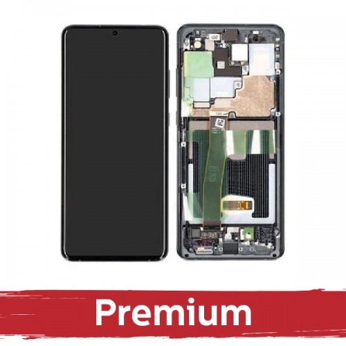 LCD-näyttö Samsung G988 S20 Ultra kehyksellä / Cosmic Grey / OEM