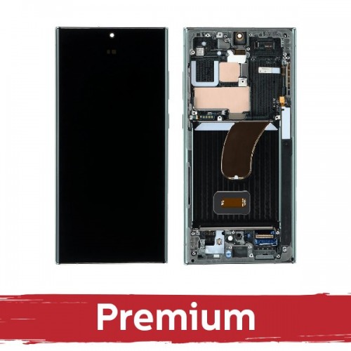 LCD-näyttö Samsung S918 S23 Ultra kehyksellä / Musta / OEM