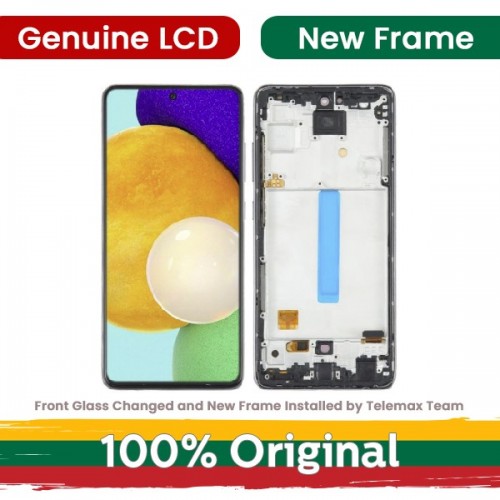 LCD-näyttö Samsung A525 A52 (A526 A52 5G) kehyksellä / Awesome Blue / (Kunnostettu: Telemax)