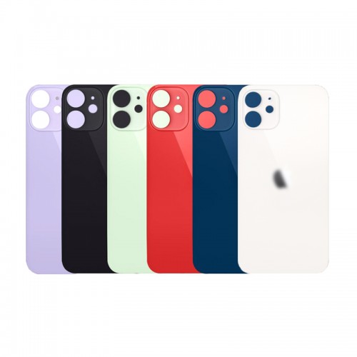 Back Cover Compatible With iPhone 12 / Black / (Bigger Hole) / HQ
