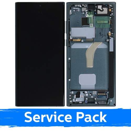 LCD Display Compatible With Samsung S908 S22 Ultra With Frame / Green / (Service Pack)
