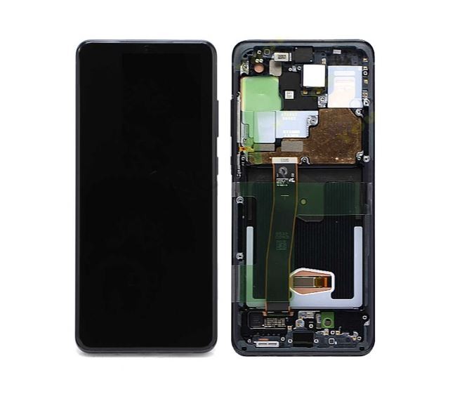 LCD-näyttö Samsung G988 S20 Ultra kosketusnäytöllä ja kehyksellä Cosmic Black alkuperäinen (service pack)