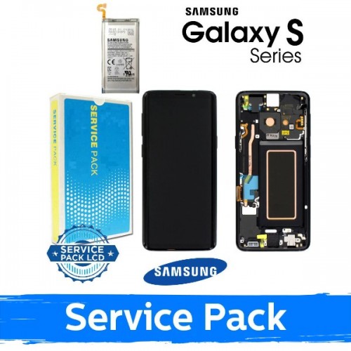 LCD-näyttö yhteensopiva Samsung G960 S9 kehyksellä / Midnight Black / (Service Pack) + SISÄLTÄÄ AKUN