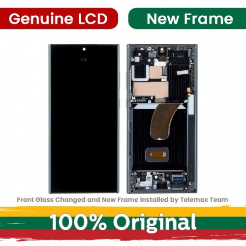 LCD-näyttö yhteensopiva Samsung S918 S23 Ultra kehyksellä / Cream / (Uusittu: Telemax)