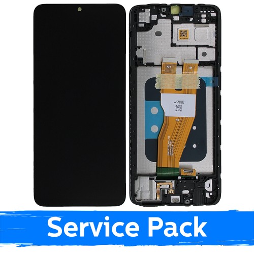 LCD-näyttö yhteensopiva Samsung A055 A05 musta kehyksellä (Service Pack)