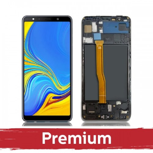 LCD-näyttö yhteensopiva Samsung A750 2018 A7 musta kehyksellä OEM