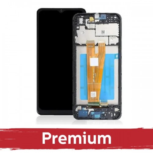 LCD-näyttö, yhteensopiva Samsung A055 A05 kanssa, musta, kehyksellä, OEM