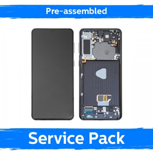LCD Display Compatible With Samsung G996 S21 Plus With Frame / Phantom Black / (Pre-assembled Service Pack)
