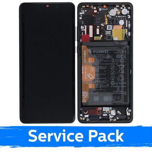 LCD-näyttö yhteensopiva Huawei P30 Pro kanssa kehyksellä / musta / (Service Pack)