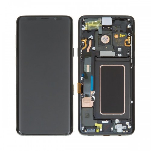 LCD-näyttö, yhteensopiva Samsung G965 S9 Plus kehyksellä / Midnight Black / HQ