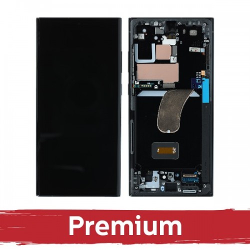 LCD-näyttö, yhteensopiva Samsung S918 S23 Ultra kehyksellä / Cream / OEM
