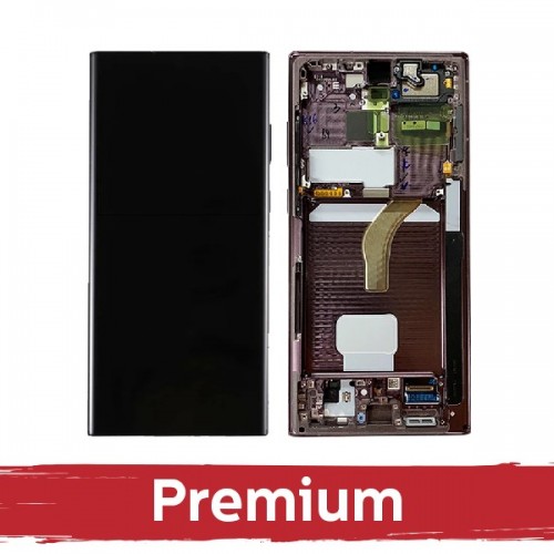 LCD Display Compatible With Samsung S908 S22 Ultra with Frame / White / OEM