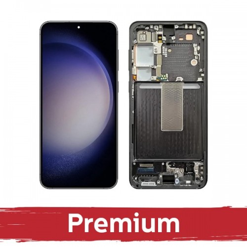 LCD-näyttö, yhteensopiva Samsung S916 S23 Plus kehyksellä / Phantom Black / OEM