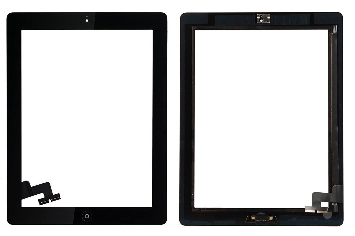 Kosketusnäyttö iPad 2 musta Home-painikkeella ja pidikkeillä HQ
