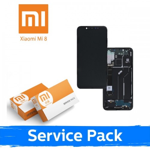 LCD-näyttö yhteensopiva Xiaomi Mi 8 rungolla / kultainen / (Service Pack)