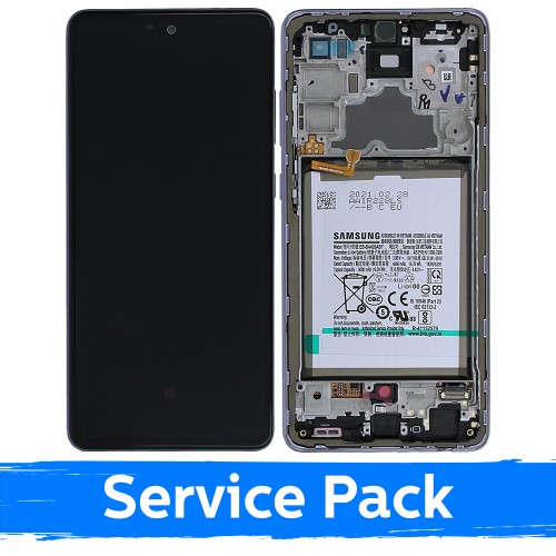 LCD Display Compatible With Samsung A725 A72 With Frame / Awesome Violet / (Service Pack) +INCLUDING BATTERY