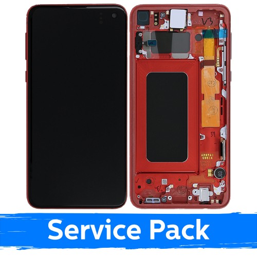 LCD-näyttö Samsung G970 S10e kehyksellä / Cardinal Red / (Service Pack)
