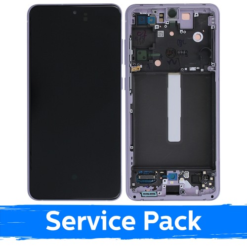 LCD-näyttö Samsung G990 S21 FE 5G kehyksellä / Lavender / (Service Pack)