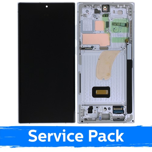 LCD Display Compatible With Samsung S918 S23 Ultra with Frame / Sky Blue (Lime) / (Service Pack)