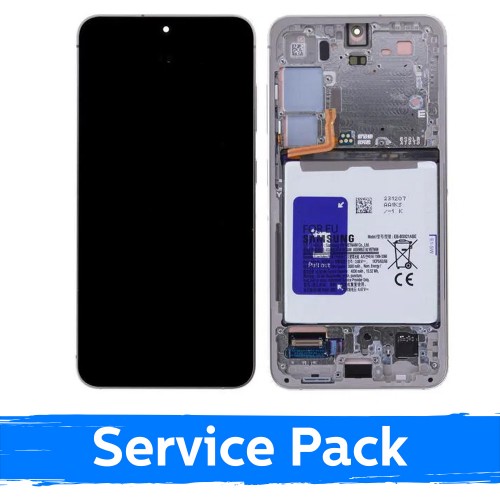 LCD Näyttö yhteensopiva Samsung S921 S24 kehyksellä / Amber Yellow / (Service Pack) +AKKU MUKANA