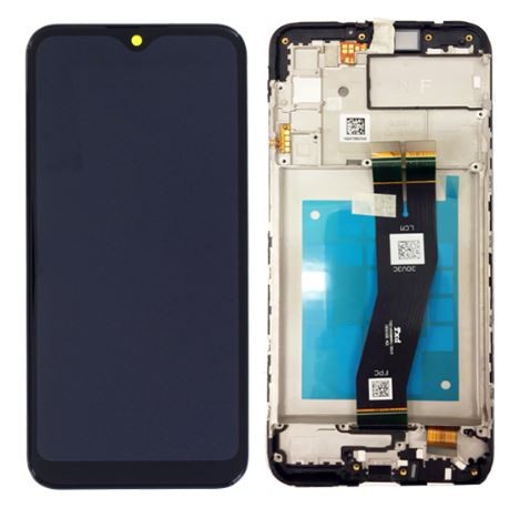 LCD-näyttö Samsung A025G A02s 2020 kosketusnäytöllä ja kehyksellä musta alkuperäinen (service pack)