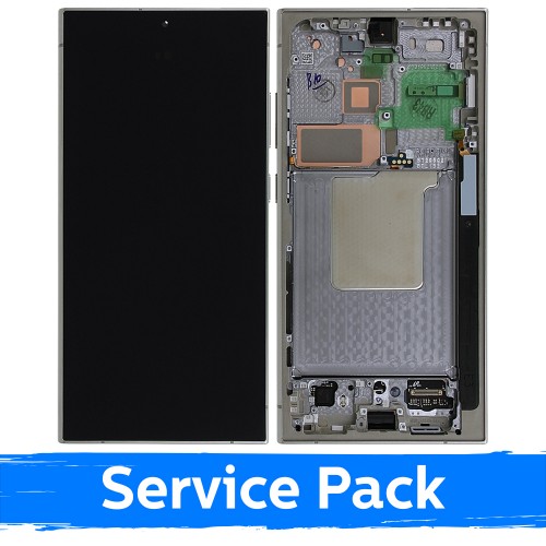 LCD Display Compatible With Samsung S928 S24 Ultra with Frame / Titanium Gray / (Service Pack)
