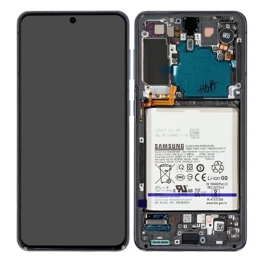 LCD-näyttö Samsung G991 S21 5G kosketusnäytöllä ja kehyksellä Phantom Grey alkuperäinen (service pack)