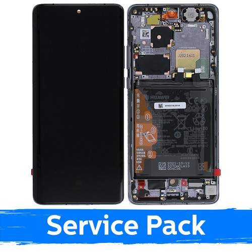 LCD Display Compatible With Huawei P50 Pro With Frame / Golden Black / (Service Pack)