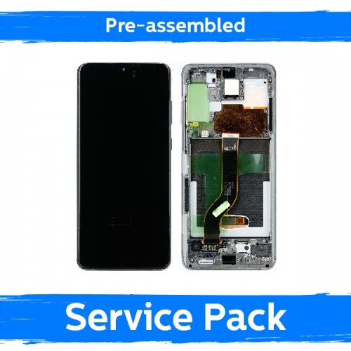 LCD Display Compatible With Samsung G986 (G985) S20 Plus With Frame / Cosmic Gray / (Pre-assembled Service Pack)