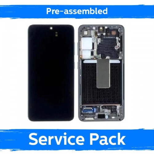 LCD-näyttö yhteensopiva Samsung S916 S23 Plus kehyksellä / Phantom Black (Graphite) / (Esikoottu Service Pack)
