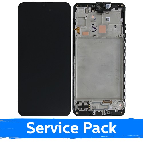 LCD-näyttö yhteensopiva Samsung A166 A16 5G musta kehyksellä (Service Pack)