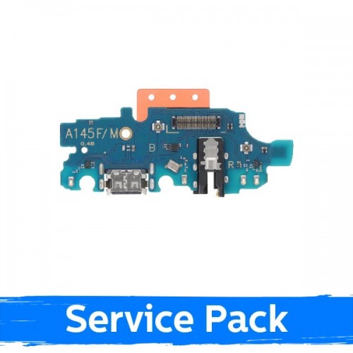 Charging Port Compatible With Samsung A145F A14 with Flex / Plata (Service Pack)