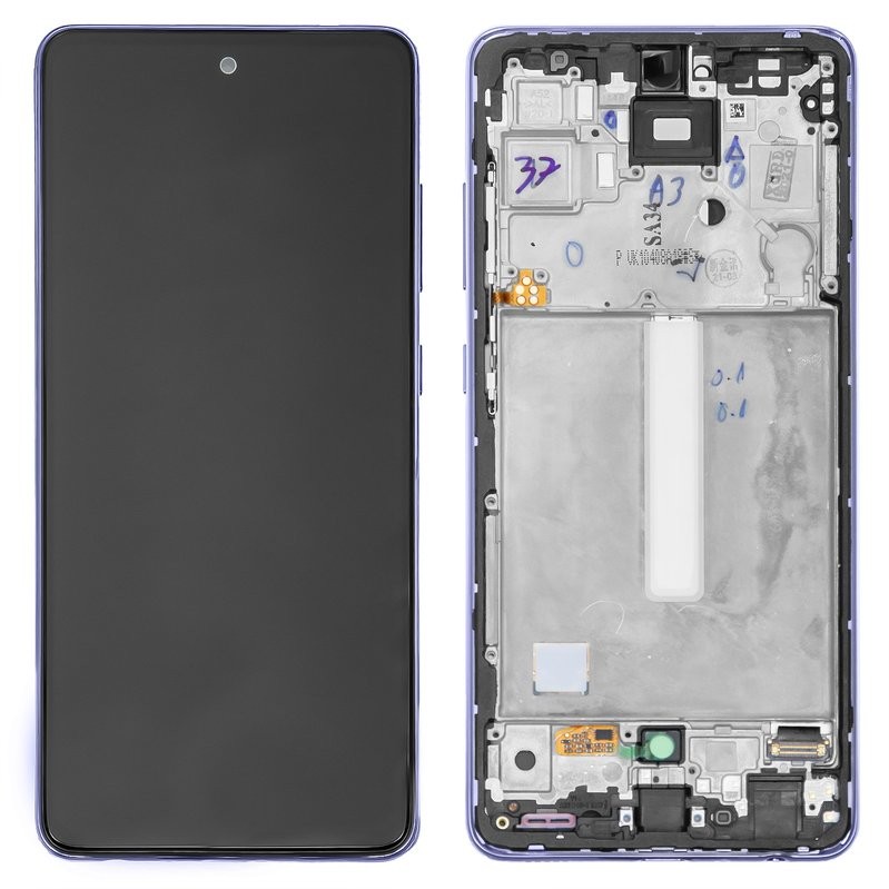 LCD näyttö Samsung A525/A526 A52 4G/5G 2021 kosketusnäytöllä ja kehyksellä Awesome Violet alkuperäinen (huoltopakkaus)