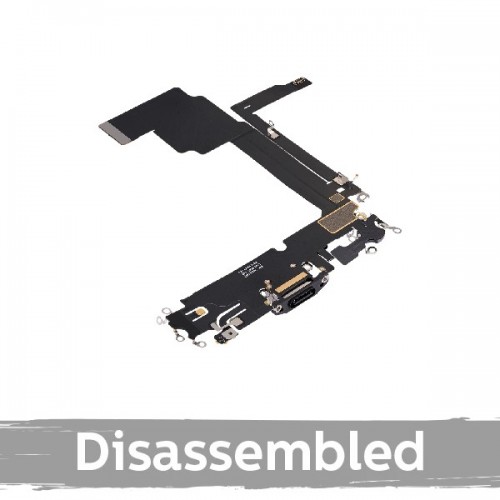 Lataausportti yhteensopiva iPhone 15 Pro Max Flex-kaapelilla / Valkoinen titaani / (100% alkuperäinen / purettu)