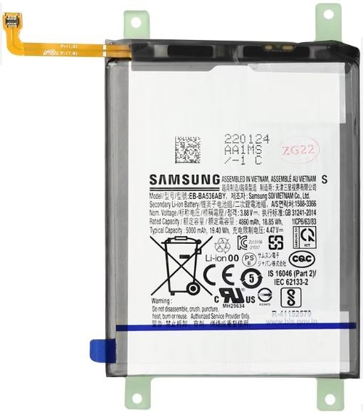 Alkuperäinen akku Samsung A336 A33 5G/A536 A53 5G 5000mAh EB-BA336ABY/EB-BA536ABY (huoltopakkaus)
